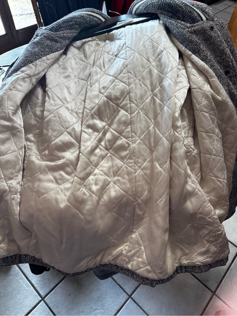 Vintage Esprit Gray Marled Bomber quilted bomber jacket - Picture 4 of 7